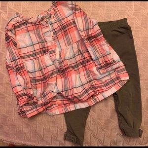 2-Piece Plaid Twill Top & Legging Set